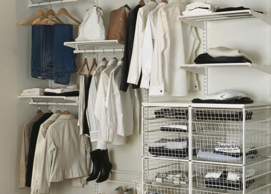 Белая гардеробная система хранения